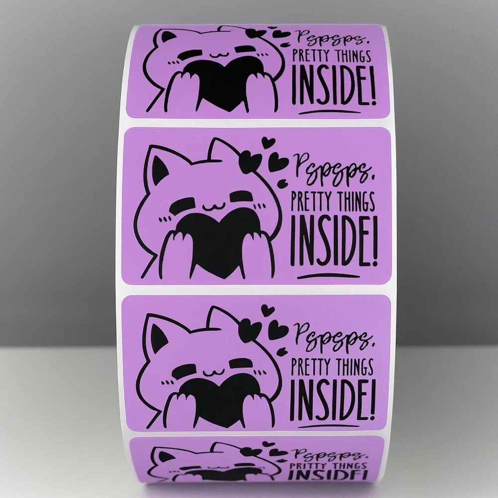 Pspsps Pretty Things Inside Stickers – Cute Cat Labels for Packaging and Orders